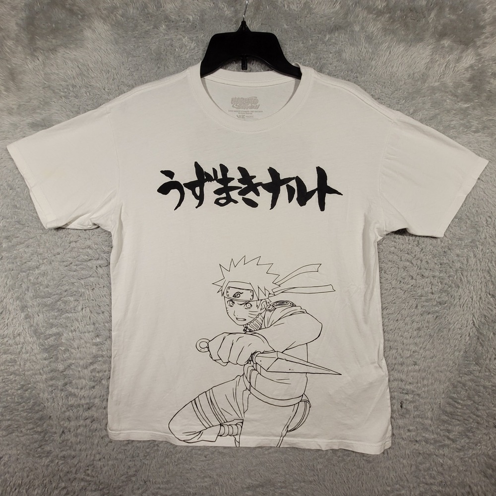 KOAJ Naruto Shippuden T Shirt Mens Size S White Graphic Kunai Kanji Tee *